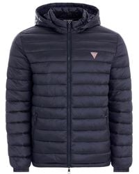 Guess - Jassen ,Blauw ,Polyester Hooded Puffer Jacket - Lyst