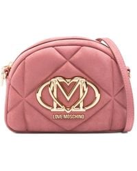 Love Moschino - Roze Gewatteerde Schoudertas Met Goudkleurig Logo - Lyst