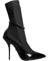 Dolce & Gabbana - Schwarze lackleder stiletto stiefeletten - Lyst