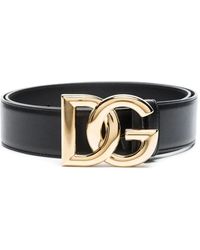 Dolce & Gabbana - Logo Riem Van Kalfsleer Met Gouden Gesp - Lyst