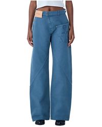 JW Anderson - Gedraaide Katoenen Broek Met Mid Rise - Lyst