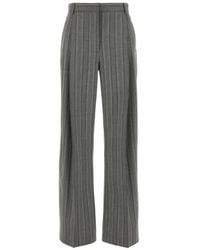 Stella McCartney - Geborduurde Wollen Keperstof Broek Met Wijde Pijpen - Lyst
