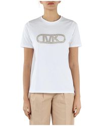 Michael Kors - Bio-baumwoll-t-shirt mit metall-details - Lyst