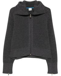 Paul Smith - Truien & Vesten ,Grijs ,Wol Ribbed Zip-Up Cardigan - Lyst