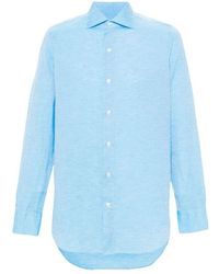 Finamore 1925 - Rosa hemd himmelblau leinen baumwolle - Lyst