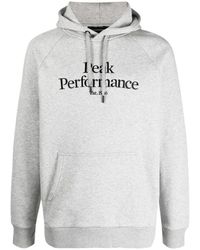 Peak Performance - Felpa con cappuccio in cotone con stampa del logo - Lyst