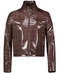 Courreges - Jassen ,Bruin ,Leer Vinyl Geruite Iconische Jas Bruin - Lyst