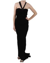 Dolce & Gabbana Halter Sheath Sleeveless Gown Dress - Zwart