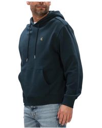 Calvin Klein - Hoodies & Sweatvesten ,Blauw ,Katoen Cotton Terry Monogram Hoodie - Lyst