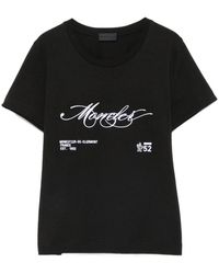 Moncler - Geborduurd Cursief Logo Katoenen T-Shirt - Lyst
