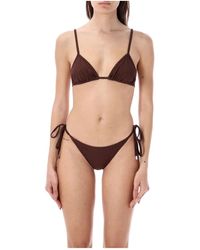 The Attico - Bikini marrón oscuro de costillas trajes de baño - Lyst