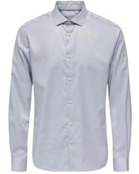 Only & Sons - Overhemden ,Blauw ,Katoen Slim Formeel Overhemd - Lyst