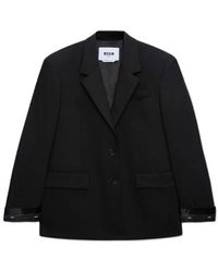 MSGM - Jassen ,Zwart ,Wol Enkelrijige Wollen Blazer - Lyst