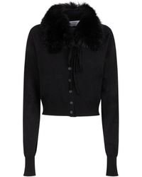 Sportmax - Zwarte Afneembare Kraag Wollen Vest - Lyst