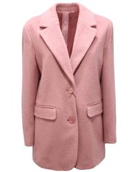Marella - Jassen ,Roze ,Wol Maxi Wollen Blazer Jas - Lyst