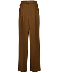 Ami Paris - Broeken ,Bruin ,Wol Wool High-Waist Wide Broeken - Lyst