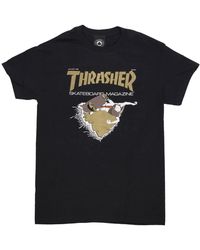 Thrasher - Tops ,Zwart ,Katoen Zwart Goud Tee Korte Mouw T-Shirt - Lyst