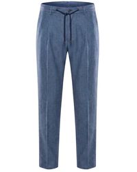 Moorer - Broeken ,Blauw ,Katoen Rechte Broek - Lyst