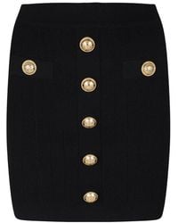 Balmain - Buttoned Knitted Skirt - Lyst