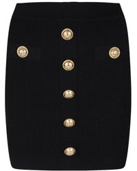 Balmain - Mini-Rok Met Knoopdetail - Lyst