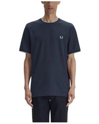 Fred Perry - Tops ,Blauw ,Katoen T-Shirts - Lyst