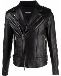 DSquared² - Jassen ,Zwart ,Leer Kiodo Leren Jas - Lyst