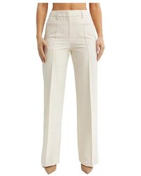 Fay - Broeken ,Wit ,Katoen Witte Katoenen High-Waisted Broek Met Wijde Pijpen - Lyst