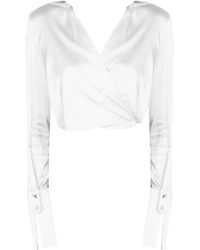 Patrizia Pepe - Overhemden ,Wit ,Katoen Elegante Blouse Met Kraag En Detail Op De Rug - Lyst