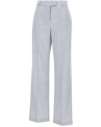 Eleventy - Broeken ,Blauw ,Wol Geplooide Rechte Broek - Lyst