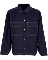 Huf - Jassen ,Blauw ,Katoen Marineblauwe Werkjas Met Vintage Naden - Lyst