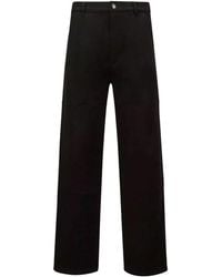Moncler - Broeken ,Zwart ,Katoen Canvas Broek - Lyst