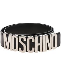 Moschino - Cinturón metálico con letras y logo plateado - Lyst
