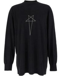 Rick Owens - Schwarzes Logo Print Crewneck T-Shirt - Lyst