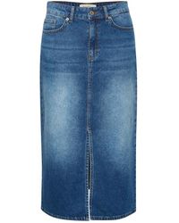 Part Two - Rokken ,Blauw ,Denim Donkere Vintage Denim Rok Met Voor Split - Lyst