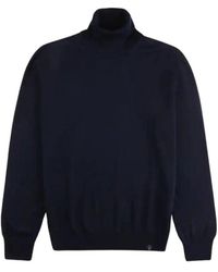 Fay - Truien & Vesten ,Blauw ,Wol Blauwe Coltrui Van Gebreide Wol - Lyst