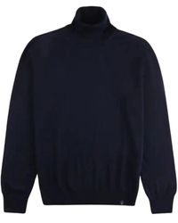 Fay - Truien & Vesten ,Blauw ,Wol Blauwe Coltrui Van Gebreide Wol - Lyst
