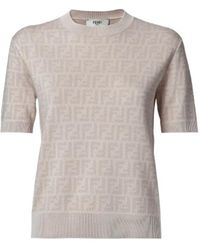 Fendi - Truien & Vesten ,Wol Ff Wollen Trui Met Ronde Hals - Lyst