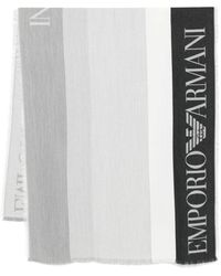 Emporio Armani - Gestreifter Schal Mit Fransen - Lyst