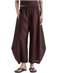 MEIMEIJ - Broeken ,Bruin ,Linnen Pantalone Balloon Alla Caviglia Con Coulisse E Tasche - Lyst