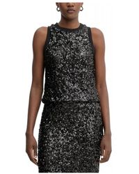 Marella - Tops ,Zwart ,Polyester Filly Sequin Sleeveless Top - Lyst