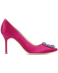 Manolo Blahnik - Rosa hebilla cristal punta zapatos tacón - Lyst