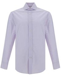 Brunello Cucinelli - Gestreiftes Baumwollhemd - Lyst