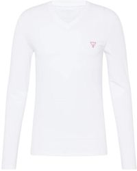 Guess - T-shirt stretch eco-friendly con scollo a v - bianco - Lyst