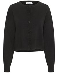 Karen By Simonsen - Truien & Vesten ,Zwart ,Polyester Zachte Gebreide Korte Cardigan Meteoriet - Lyst