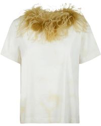Des Phemmes - Oversized T-Shirt Met Veren - Lyst