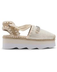 Mou - Schoenen ,Katoen Espadrille Sandalen Met Enkelbandjes - Lyst