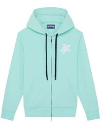 Vilebrequin - Hoodies & Sweatvesten ,Blauw ,Katoen Cotton Full Zip Cardigan Big Turtle Embroidery - Lyst