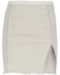Rick Owens - Rokken ,Grijs ,Katoen Sacred Mini-Rok Met Rauwe Zoom - Lyst