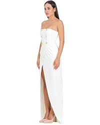 Elisabetta Franchi - Ivory Langes Kleid Mit Offenen Schultern - Lyst