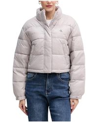 Calvin Klein - Jassen ,Paars ,Leer Shine Crop Puffer Jacket - Lyst
